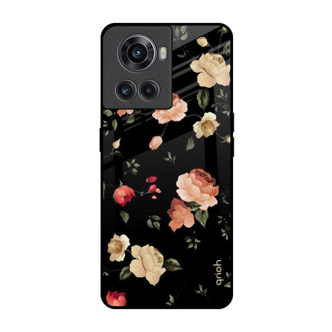 Black Spring Floral OnePlus 10R 5G Glass Back Cover Online