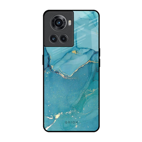 Blue Golden Glitter OnePlus 10R 5G Glass Back Cover Online