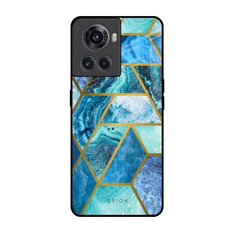 Turquoise Geometrical Marble OnePlus 10R 5G Glass Back Cover Online