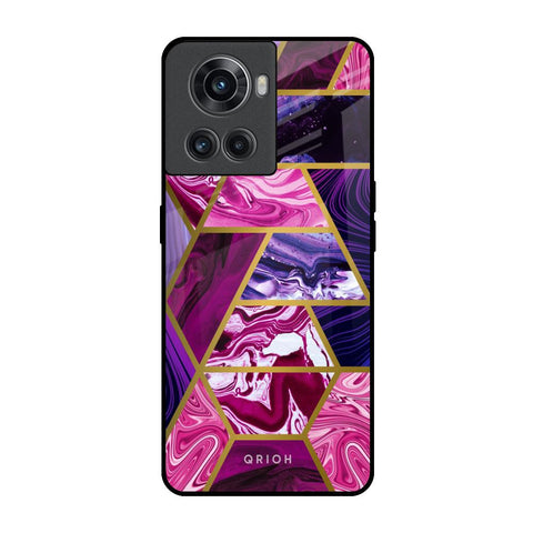 Electroplated Geometric Marble OnePlus 10R 5G Glass Back Cover Online