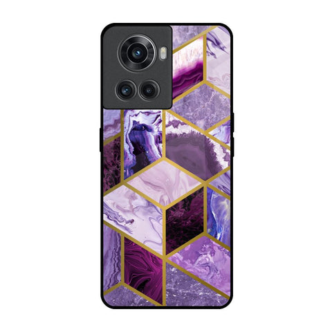 Purple Rhombus Marble OnePlus 10R 5G Glass Back Cover Online
