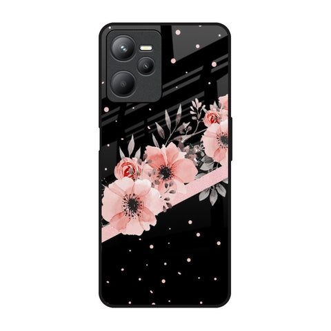 Floral Black Band Realme C35 Glass Back Cover Online
