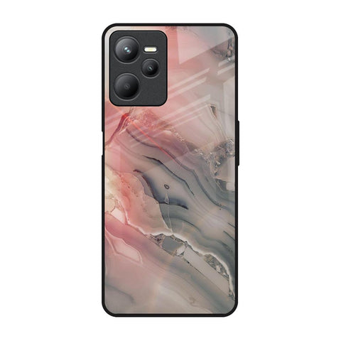 Pink And Grey Marble Realme C35 Glass Back Cover Online
