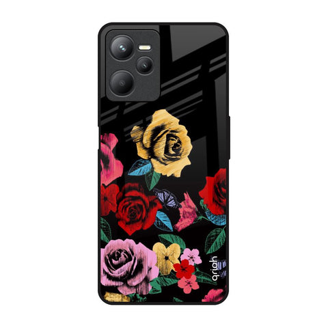 Floral Decorative Realme C35 Glass Back Cover Online
