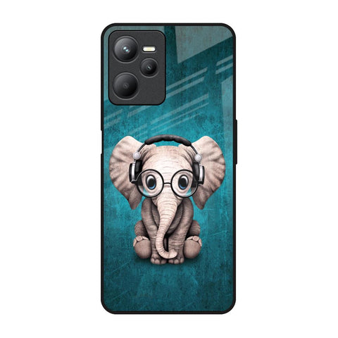 Adorable Baby Elephant Realme C35 Glass Back Cover Online