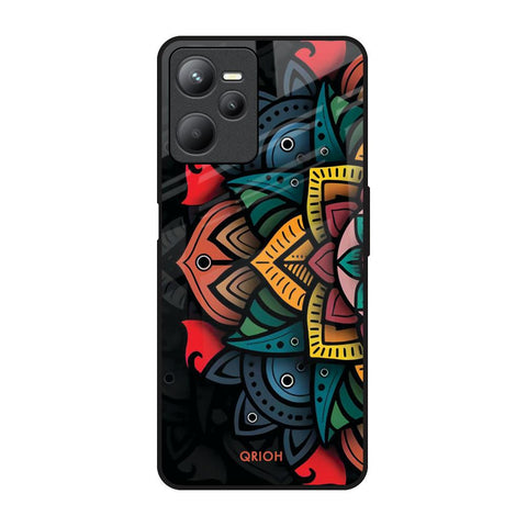 Retro Gorgeous Flower Realme C35 Glass Back Cover Online