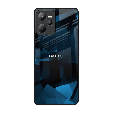 Polygonal Blue Box Realme C35 Glass Back Cover Online