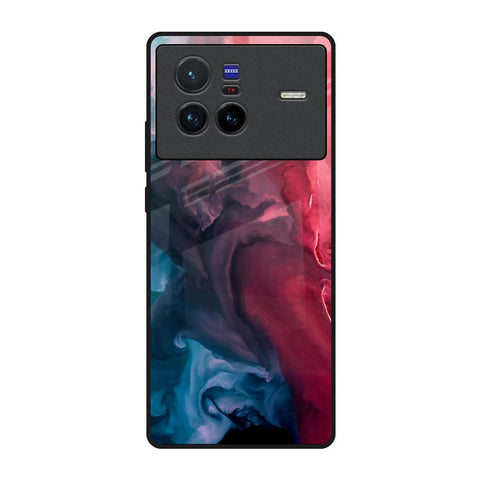 Blue & Red Smoke Vivo X80 5G Glass Back Cover Online