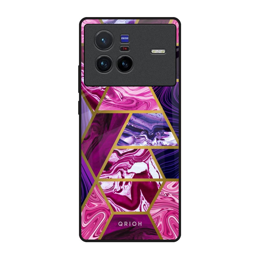 Electroplated Geometric Marble Vivo X80 5G Glass Back Cover Online