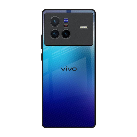 Blue Rhombus Pattern Vivo X80 5G Glass Back Cover Online