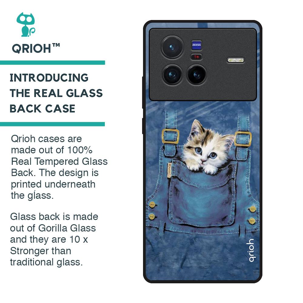 Kitty In Pocket Glass Case For Vivo X80 5G