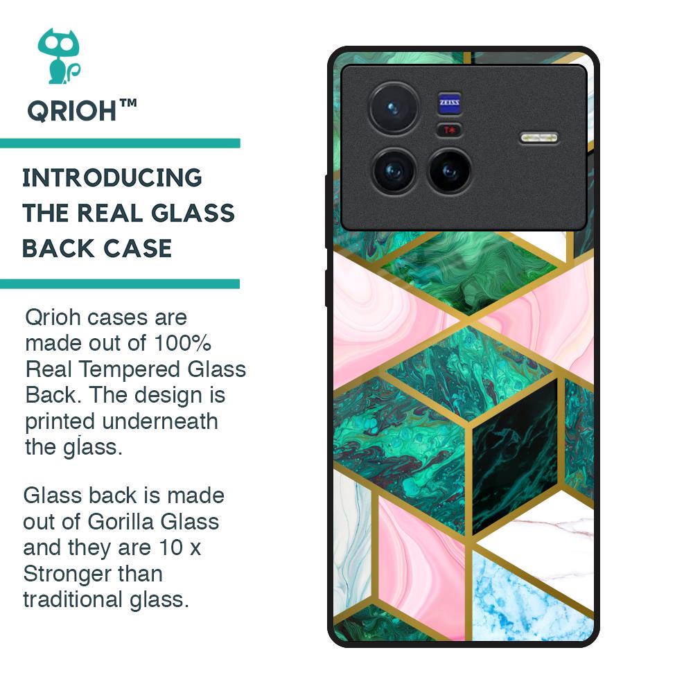Seamless Green Marble Glass Case for Vivo X80 5G