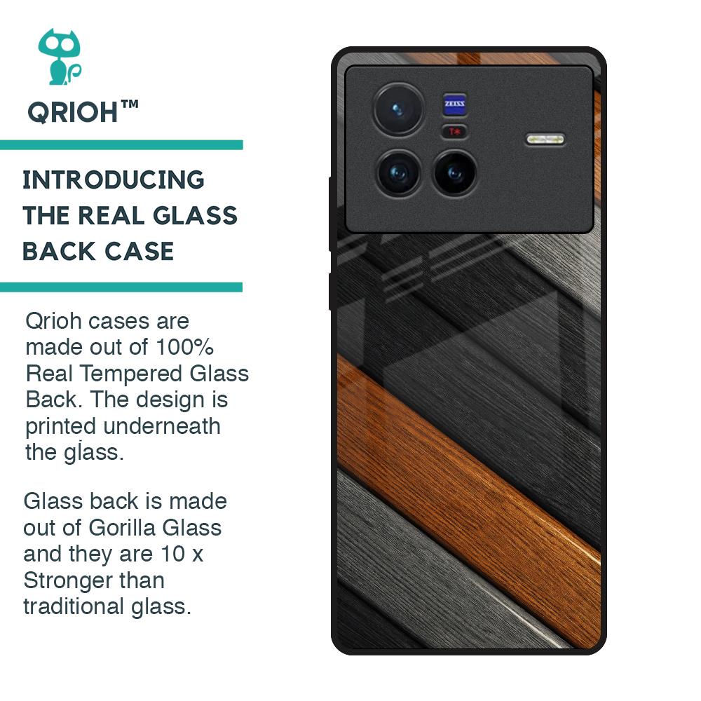 Tri Color Wood Glass Case for Vivo X80 5G