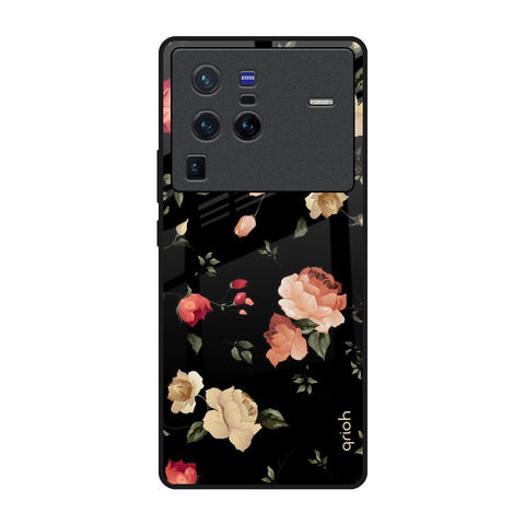 Black Spring Floral Vivo X80 Pro 5G Glass Back Cover Online