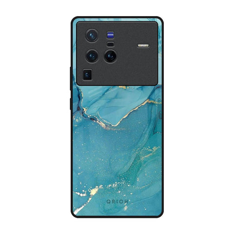 Blue Golden Glitter Vivo X80 Pro 5G Glass Back Cover Online
