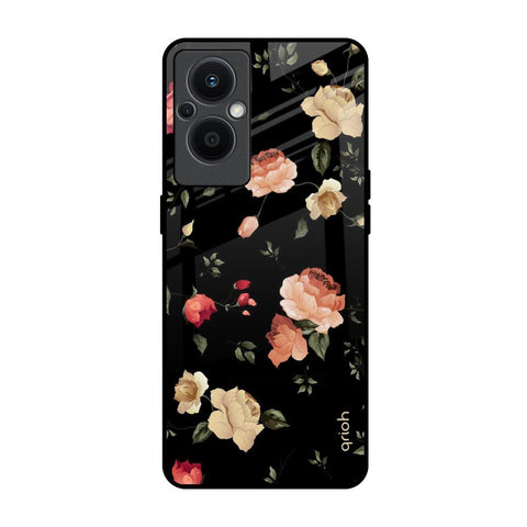 Black Spring Floral OPPO F21 Pro 5G Glass Back Cover Online