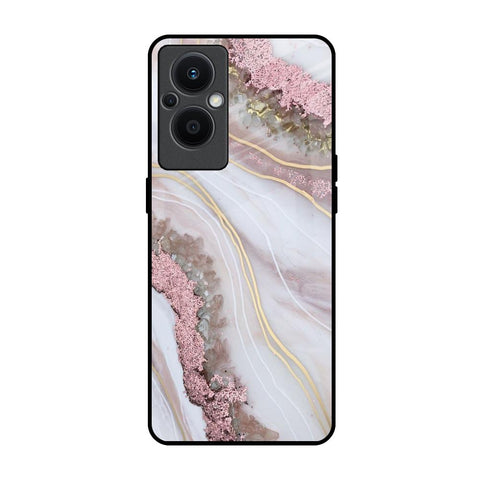 Pink & Gold Gllitter Marble OPPO F21 Pro 5G Glass Back Cover Online