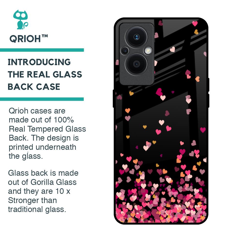 Heart Rain Fall Glass Case For OPPO F21 Pro 5G