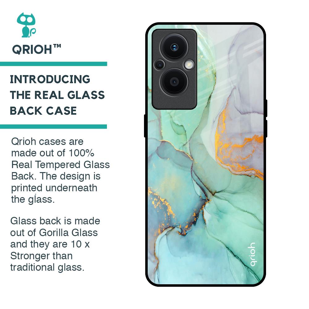 Green Marble Glass Case for OPPO F21 Pro 5G