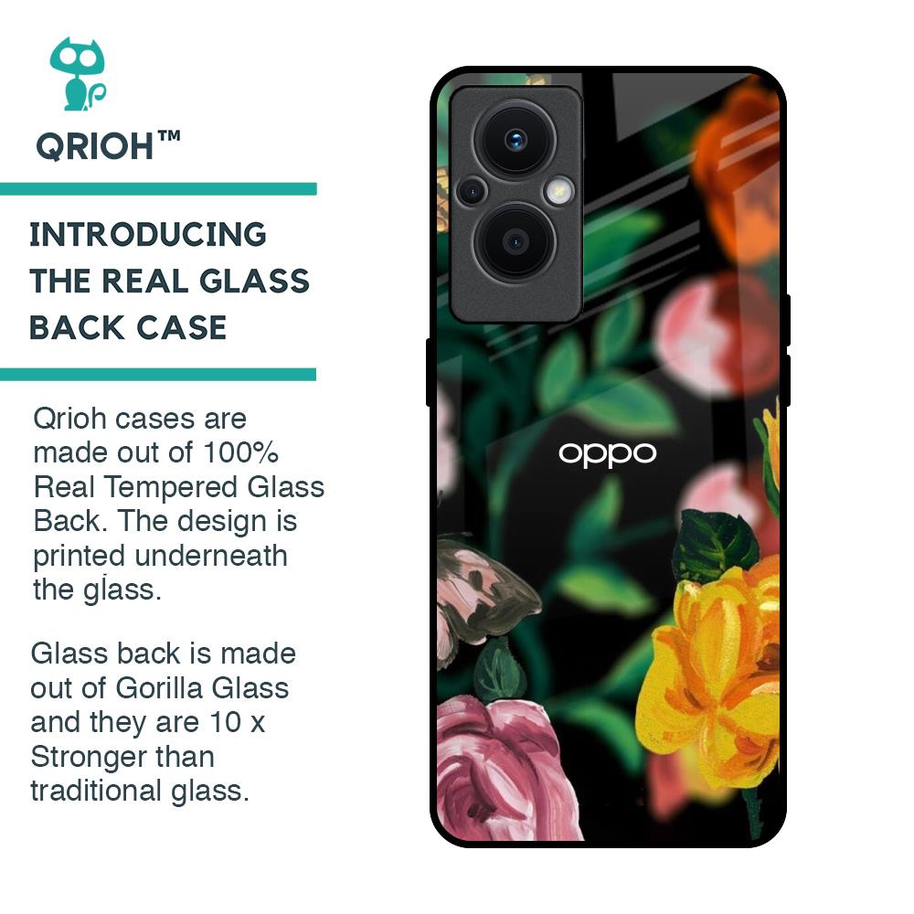 Flowers & Butterfly Glass Case for OPPO F21 Pro 5G