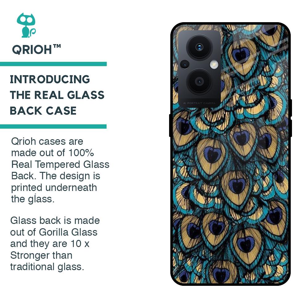 Peacock Feathers Glass case for OPPO F21 Pro 5G