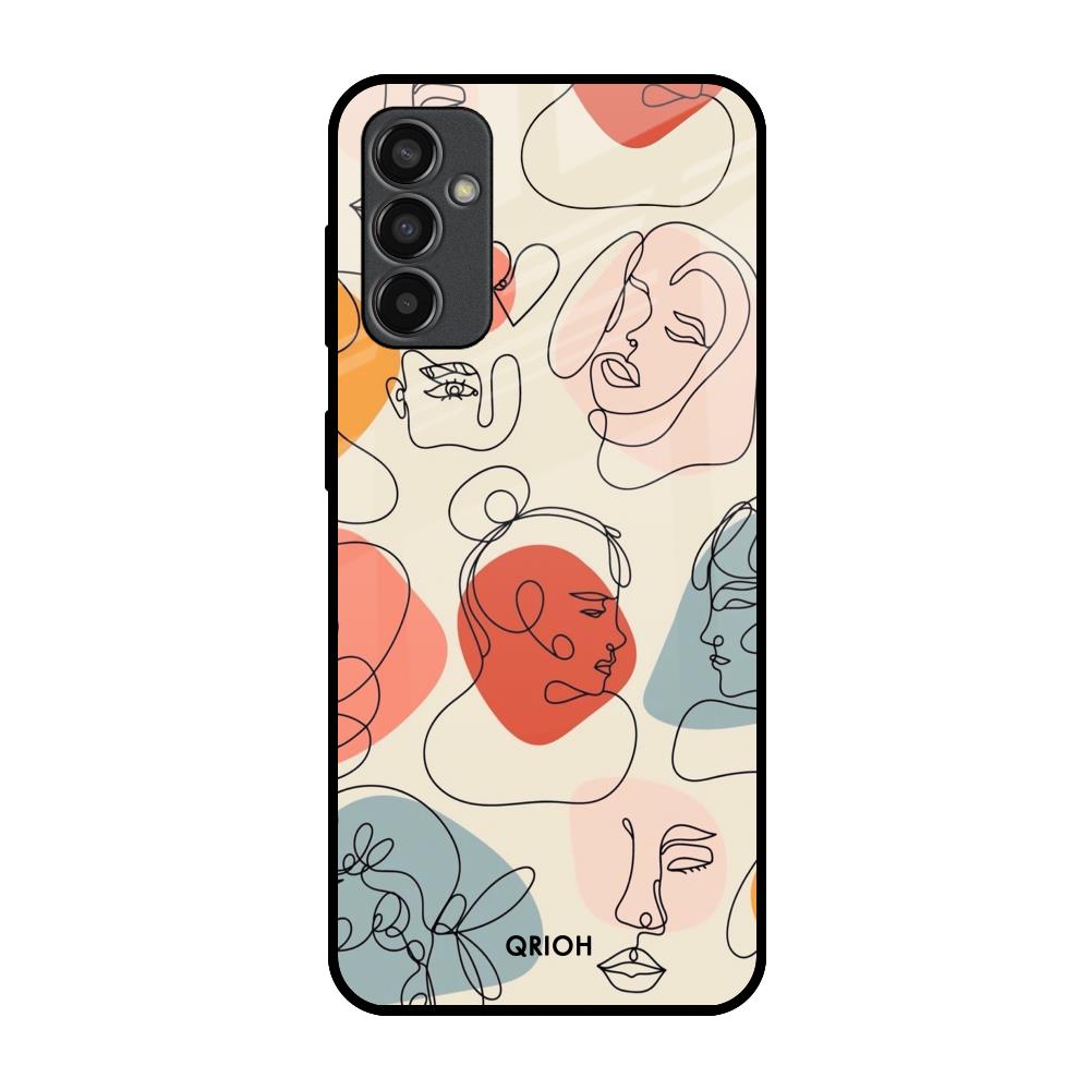Abstract Faces Samsung Galaxy F13 Glass Back Cover Online