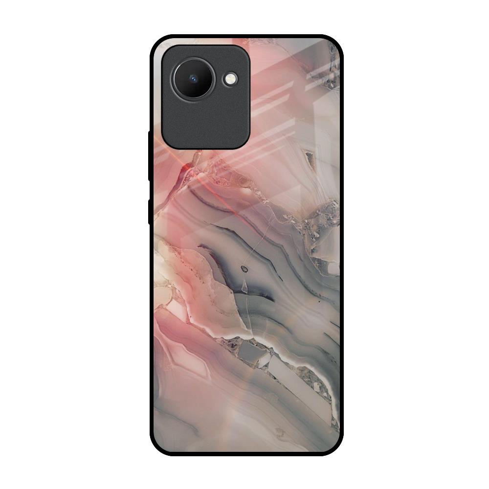 Pink And Grey Marble Realme C30 Glass Back Cover Online