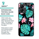 Tropical Leaves & Pink Flowers Glass Case for Oppo K10 5G