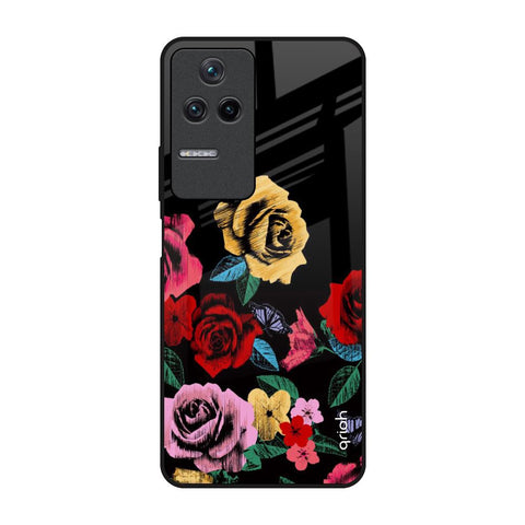 Floral Decorative Poco F4 5G Glass Back Cover Online
