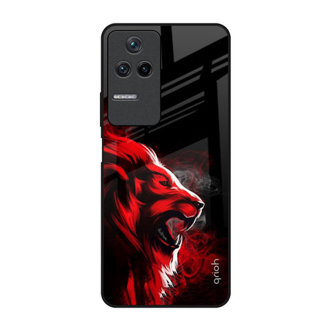 Red Angry Lion Poco F4 5G Glass Back Cover Online