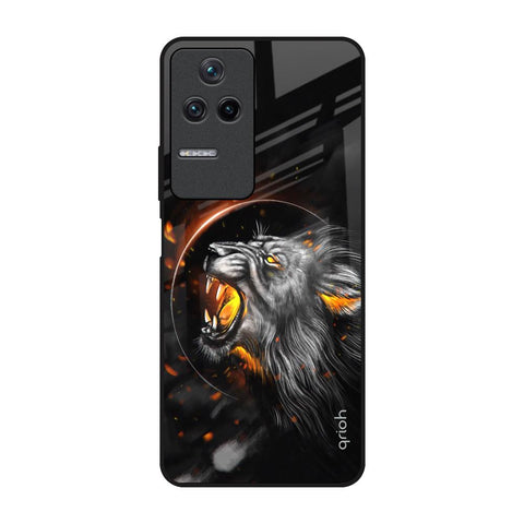 Aggressive Lion Poco F4 5G Glass Back Cover Online