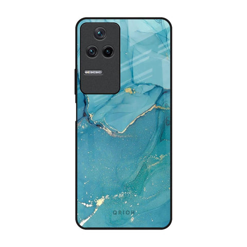 Blue Golden Glitter Poco F4 5G Glass Back Cover Online