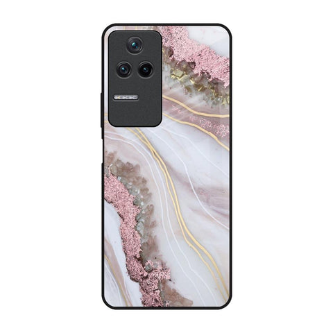 Pink & Gold Gllitter Marble Poco F4 5G Glass Back Cover Online