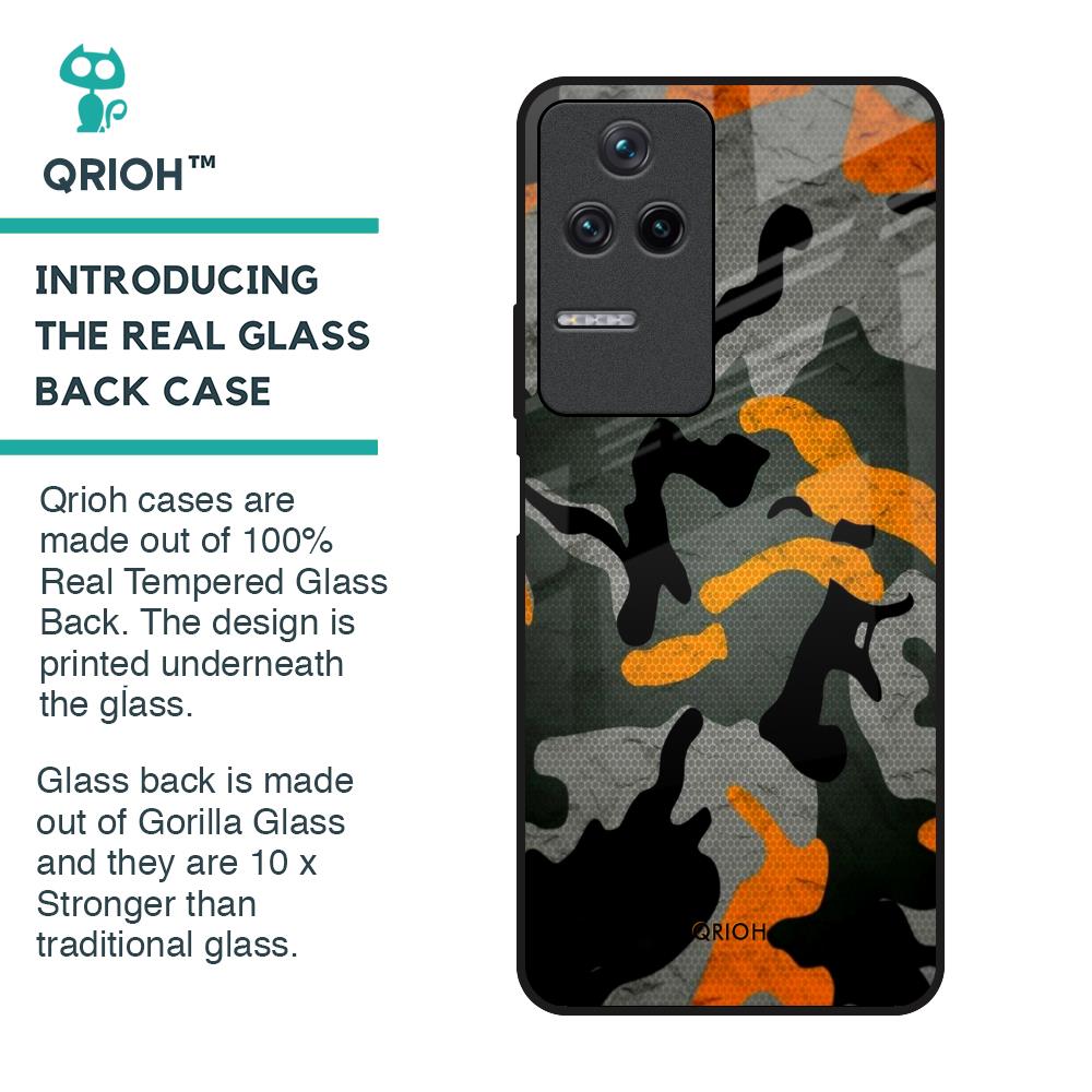 Camouflage Orange Glass Case For Poco F4 5G