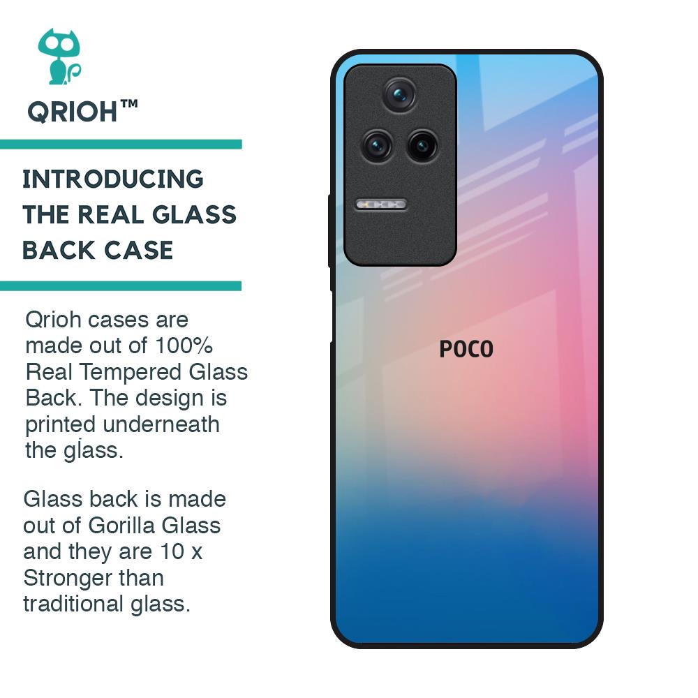 Blue & Pink Ombre Glass case for Poco F4 5G