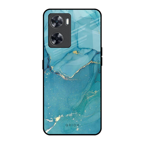 Blue Golden Glitter Oppo A57 4G Glass Back Cover Online