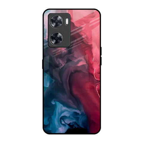 Blue & Red Smoke Oppo A57 4G Glass Back Cover Online