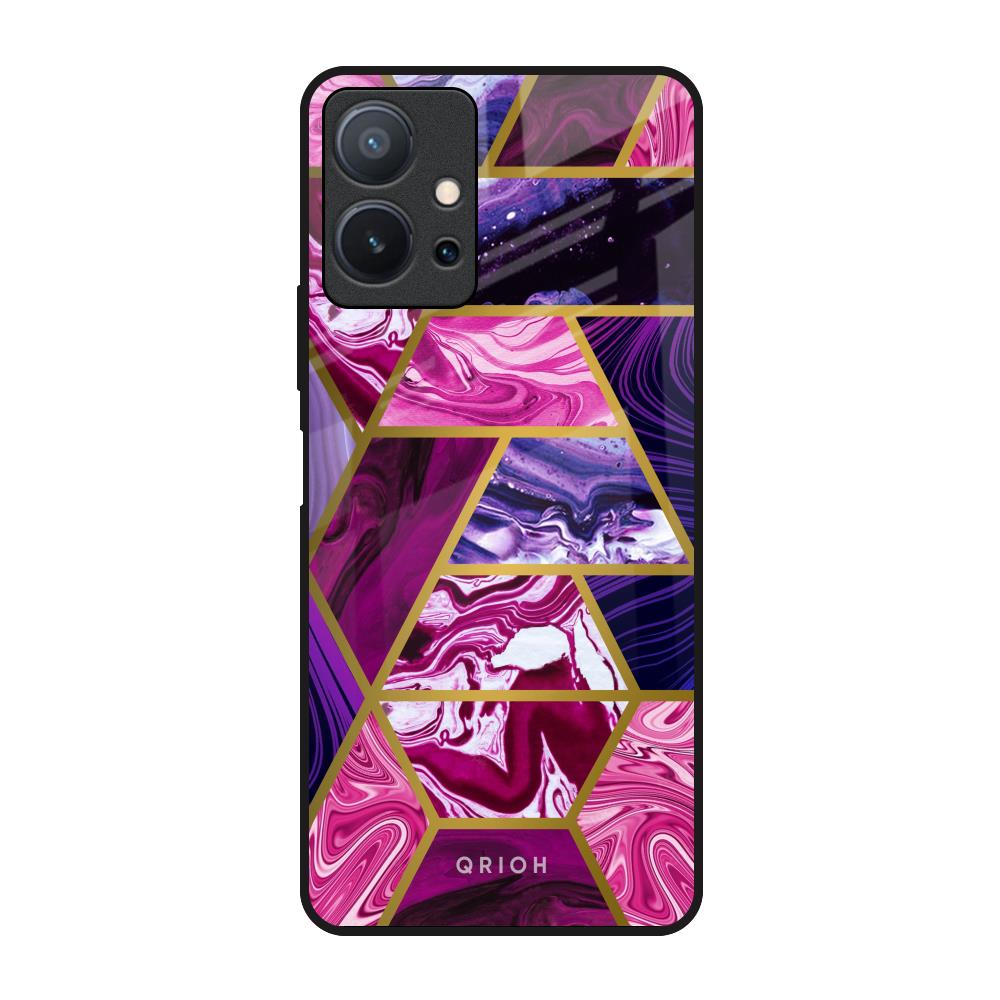 Electroplated Geometric Marble Vivo T1 5G Glass Back Cover Online