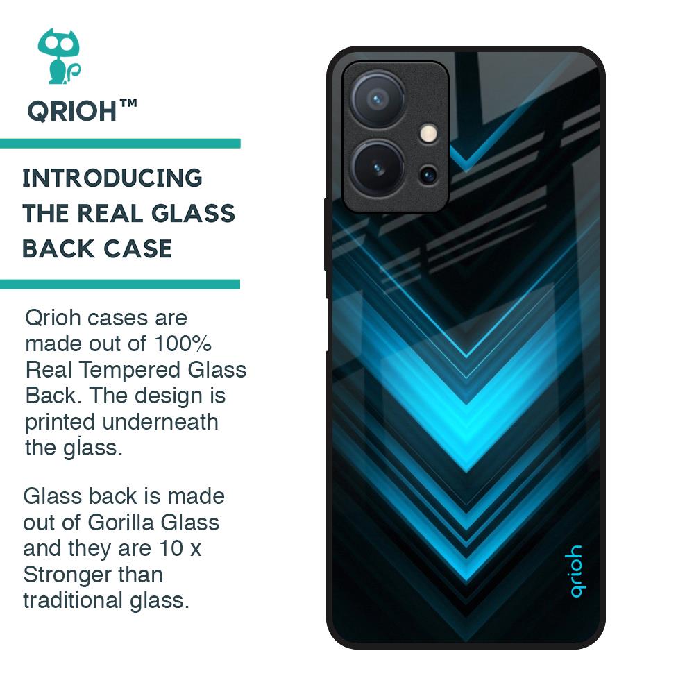 Vertical Blue Arrow Glass Case For Vivo T1 5G