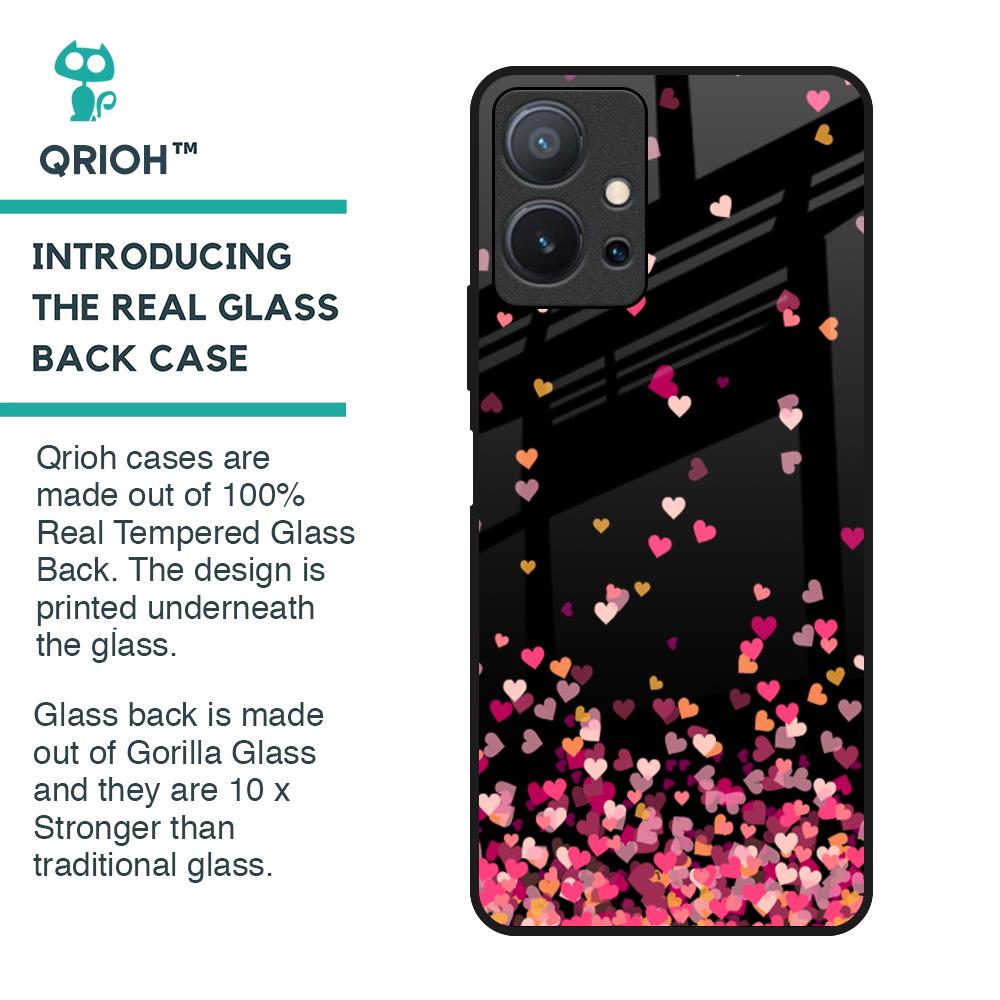 Heart Rain Fall Glass Case For Vivo T1 5G