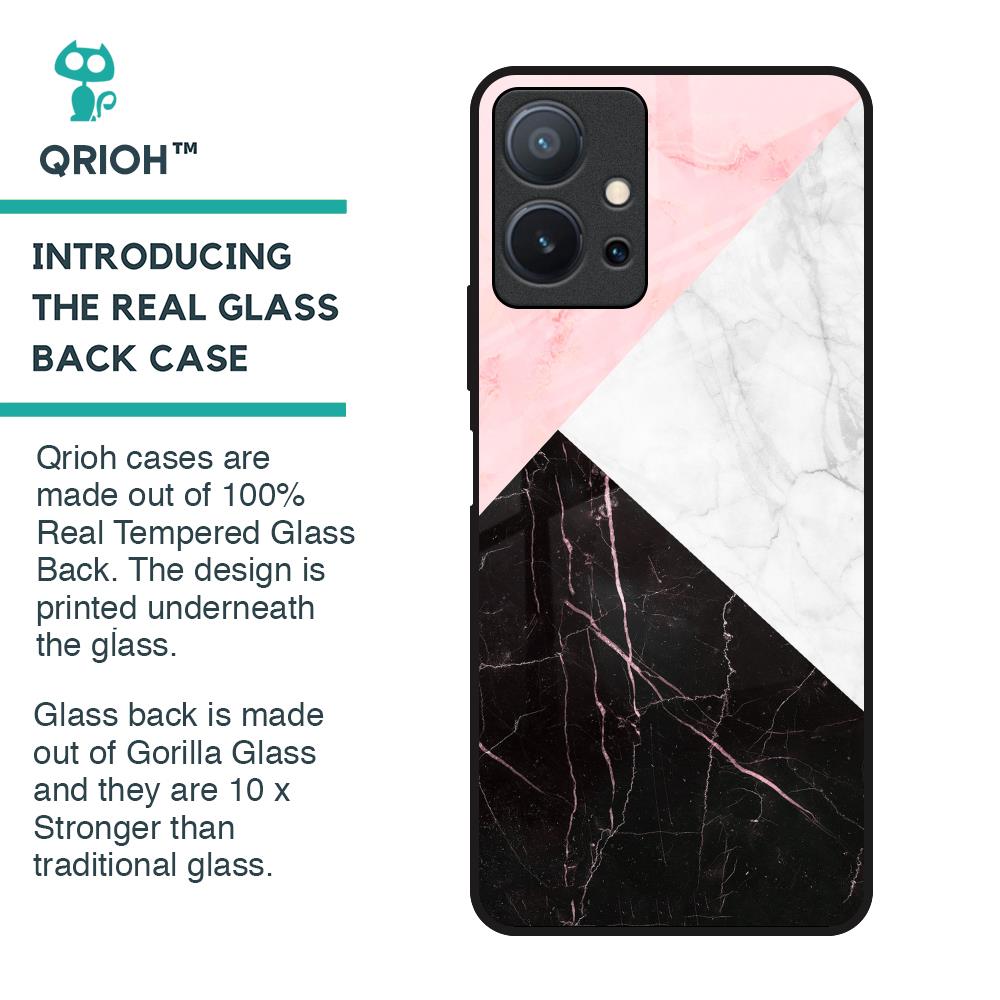 Marble Collage Art Glass Case For Vivo T1 5G