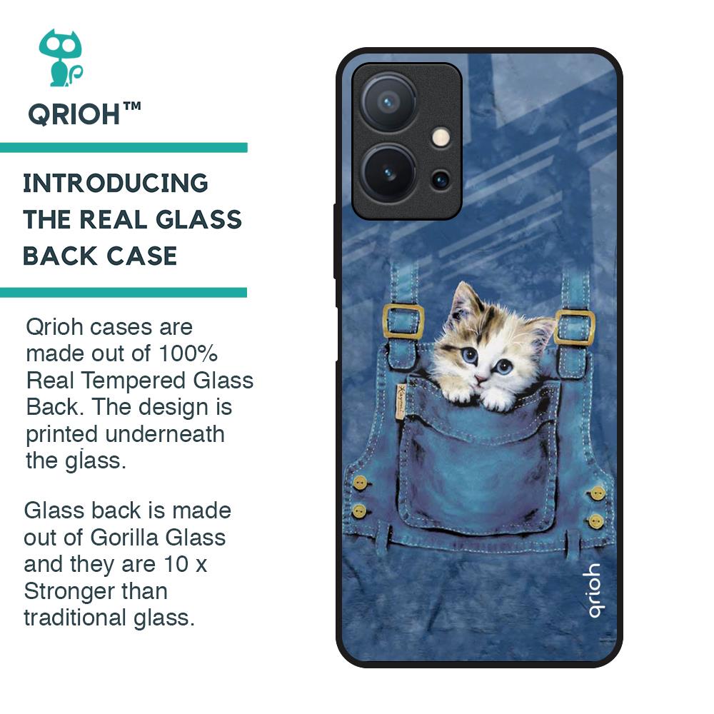 Kitty In Pocket Glass Case For Vivo T1 5G