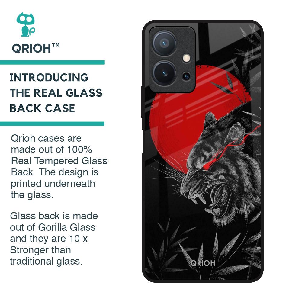 Red Moon Tiger Glass Case for Vivo T1 5G
