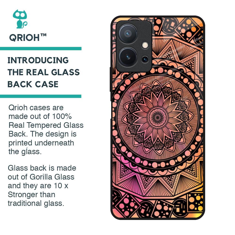 Floral Mandala Glass Case for Vivo T1 5G