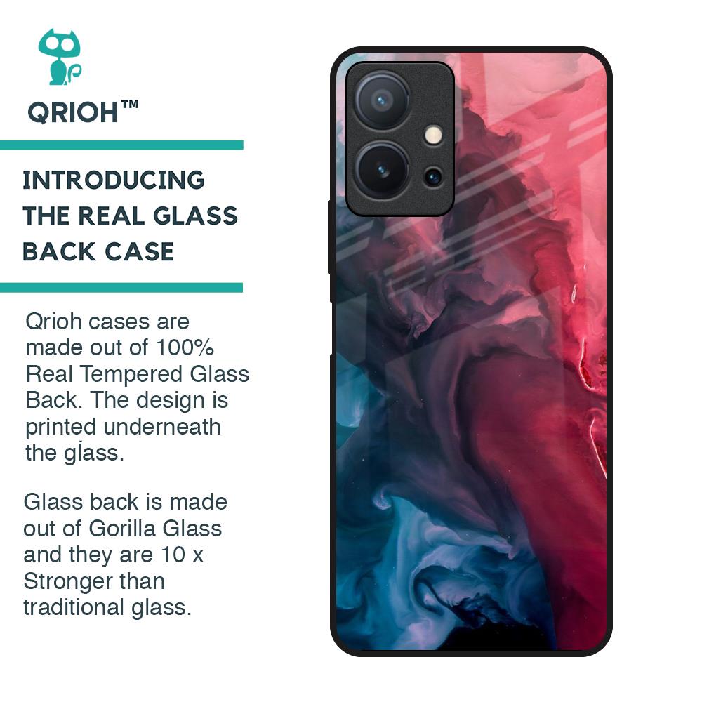 Blue & Red Smoke Glass Case for Vivo T1 5G