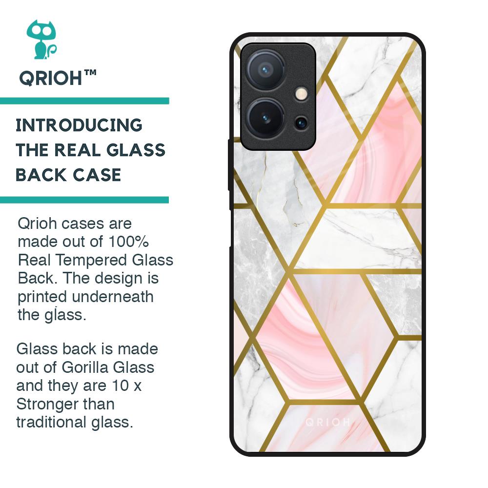 Geometrical Marble Glass Case for Vivo T1 5G