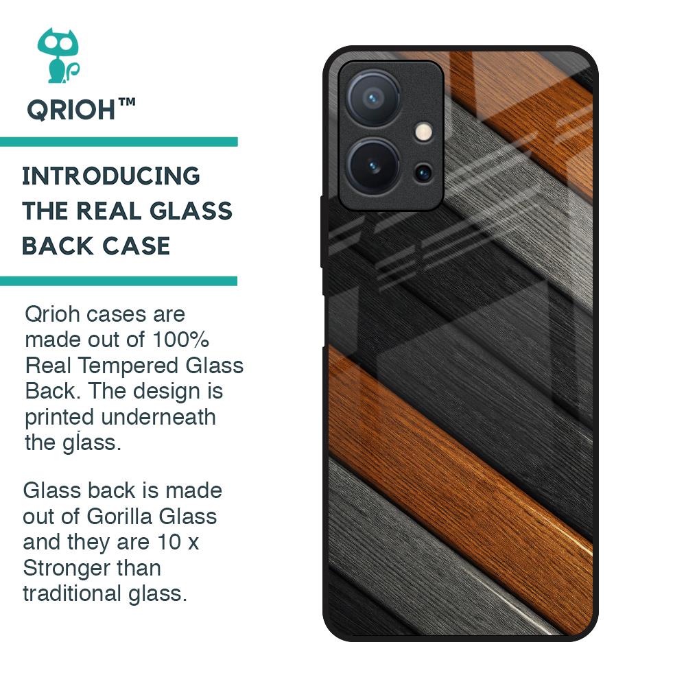 Tri Color Wood Glass Case for Vivo T1 5G