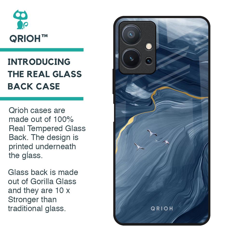 Deep Ocean Marble Glass Case for Vivo T1 5G