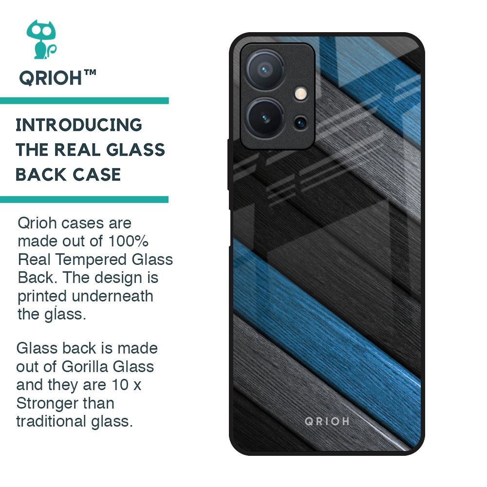 Multicolor Wooden Effect Glass Case for Vivo T1 5G