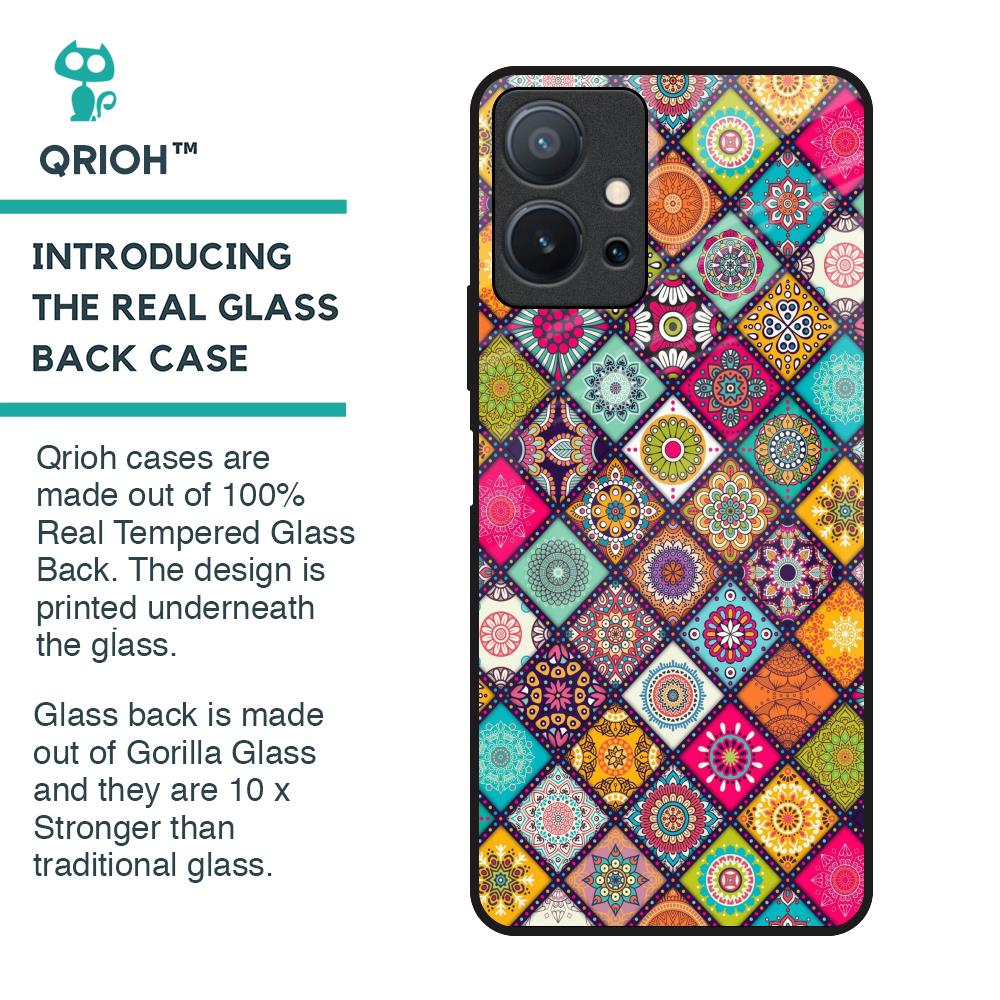 Multicolor Mandala Glass Case for Vivo T1 5G
